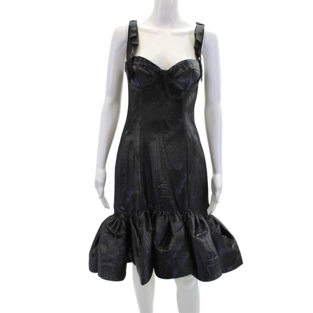 Bach Mai Womens Bustier Mini Volant Gown - Black Size 0